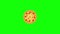 4K animation spinning pizza, fade in and out. Italian pepperoni rotating on a green background for fast food delivery