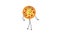 4K animation walking pizza with legs and arms. Italian pepperoni on a white background for fast food delivery