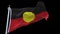 4k AUSTRLIA ABORIGINES Aboriginal flag waving in wind.alpha channel included.