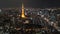 4k b-roll cinematic footage of night scene at Tokyo city with Tokyo Tower, aerial view. Tilt down