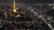 4k b-roll cinematic footage of night scene at Tokyo city with Tokyo Tower, aerial view. Tilt up