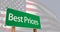 4k best prices green road sign over ghosted American flag