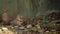 4K, brown Prairie Dog nibbling on small leaves in zoo at sunny day of summer