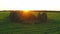 4K Calm flight above summer cornfield. sunset sun sunrise sunshine shine light above corn field. Countryside Rural