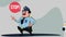 4k cartoon of police officer worker character animation.