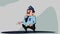 4k cartoon of police officer worker character stops somebody.