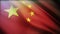 4k China National flag wrinkles loop seamless wind in blue sky background.