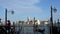 4K. Church of San Giorgio Maggiore seen from San Marco, Venice. Gondolas.