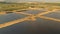 4K Cinematic Calm Flight Above Aerial View Retention Basins, Wet Pond, Detention Basin Or Stormwater Management Pond