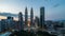 4K Cinematic Sunset Zooming Out Time Lapse Footage of the PETRONAS Twin Towers