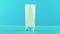 4K close-up shot of yellow lemon fizzy lemonade soda cold beverage drink pooring into glass blue background in studio