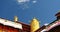 4k closeup of The Jokhang Temple In Lhasa,Tibet,white clouds in blue sky.