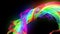 4k colorful looped animation of a rainbow colors tape with neon light moving in a circle as abstract background with