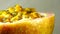 4K cross-section of a purple passion fruit Macro shot of sliced fresh exotic passion fruit fruit rotating