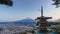 4K Day to night timelapse of Mt. Fuji with Chureito Pagoda in spring, Japan