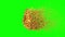 4K. Disintegration Of Golden Brain On Green Screen.