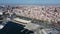 4K Drone Footage. Valencia. Aerial View yacht harbor port, beach, building. Spain.