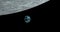 4k Earth view form moon. zooming earth form moon. 4k blue planet in space. 3d rendered blue earth planet.