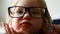 4K Eyeglasses Child Testing New Glasses, Shortsighted Little Girl Face, Portrait