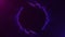 4K footage of abstract graphic particles violet light running on circle shape on violet background. background violet movement
