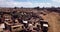 4K Footage Aerial View to the Tank Grave near Asmara