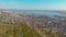 4k footage of the bay in Novorossiysk city. shooting from drone, camera movement backward. Shooting the city from a