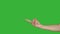 4K footage footage real time hand of asian female teenager waving inviting to join isolated on chroma key green screen background.