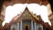 4K footage. The Marble Temple or Wat Benchamabophit Dusit Wanaram in morning time with sun beam on top of church, famous landmark
