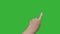 4K footage real time finger left swipe isolated on chroma key green screen background.