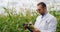 4k footage of a scientist in a cornfield checking the condition of the crop and making notes on the clipboard.