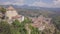 4k forwards aerial of abandoned village atop mountains, Laino Castello, Italy