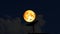 4k Full blood moon rise back on silhouette Satellite dish on night sky