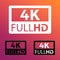 4k FullHD Button - Different Vector Illustration Icons - Isolated On Retro Color Background