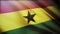 4k Ghana National flag wrinkles wind in Ghanaian seamless loop background.