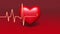 4k Heart beat cardiogram with red heart background,heart monitor EKG electrocardiogram pulse.