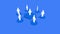 4k human icons, business teamwork, social or business network, a group of people in a social group, blue background.