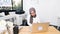 4K Hyperlapse time lapse of beautiful Asian muslim woman working using laptop in modern office. Small business company owner