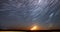 4k Hyperlapse Trails Of Stars. Trace Of Sun. Unusual Amazing Stars Effect In Sky. Sunrise Sky Natural Background. Star