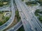 4K Intersection Highway road with traffic from drone view