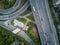 4K Intersection Highway road with traffic from drone view