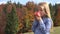 4K Kid Eating Apple Fruit, Child Eats Snack, Portrait Girl, Autumn View, Landscape