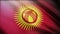 4k Kyrgyzstan National flag wrinkles wind in seamless loop background.