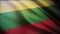 4k Lithuania National flag wrinkles wind in Lithuanian seamless loop background.