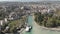 4K log Aerial view of Annecy lake waterfront low tide level due to the drought - France - Ungraded