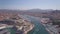 4K log ungraded Aerial view of Marseille pier - Vieux Port, Saint Jean castle, and mucem in south of France