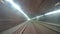 4K long accelerated footage of an underground Viennese tram moving