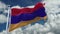 4k looping flag of Armenia waving in wind,timelapse rolling clouds background.