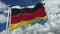 4k looping flag of Germany waving in wind,timelapse rolling clouds background.