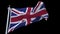 4k looping flag of great britain Britain waving in wind.alpha channel included.