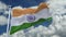 4k looping flag of India waving in wind,timelapse rolling clouds background.